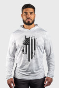 Distressed Flag Performance Mesh White Out Hoodie